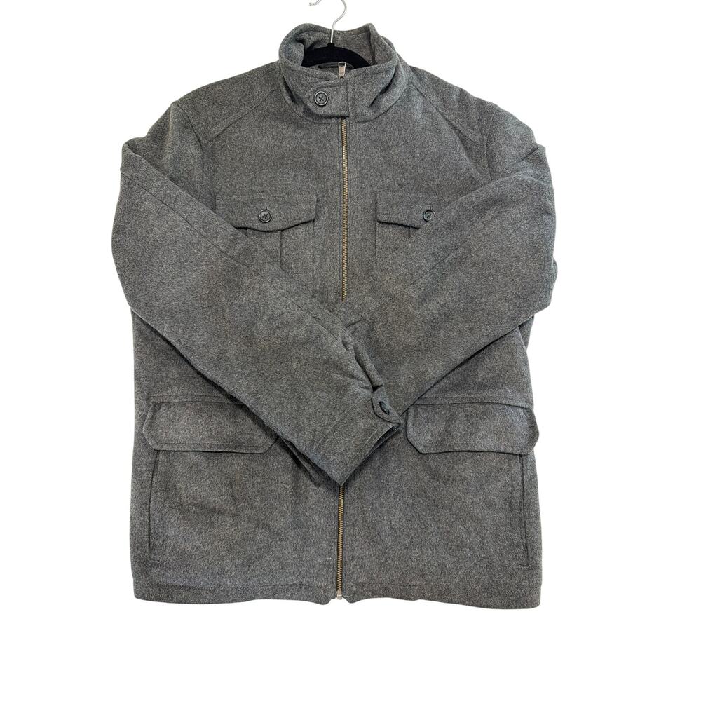 Banana Republic Gray Sz M wool-blend full-zip high collar Men's flap pockets